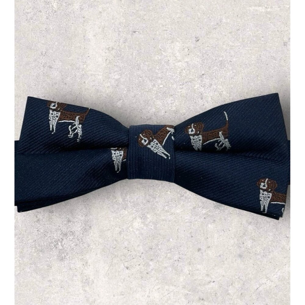 NEW NO CODE Microfiber Silk Bow Tie Navy Dog W:1.8"